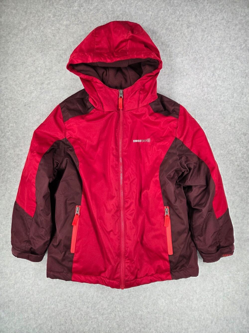 SwissTech Boys Medium M 8 3-in-1 Systems Jacket Red Burgundy Unisex Winter Coat